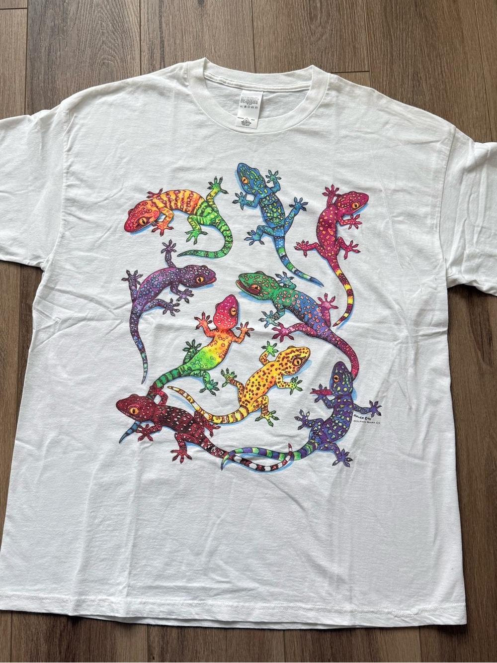Eckler 95 Dolphin Tshirt co with Colorful Gecko Print - Pets Reptile size xl